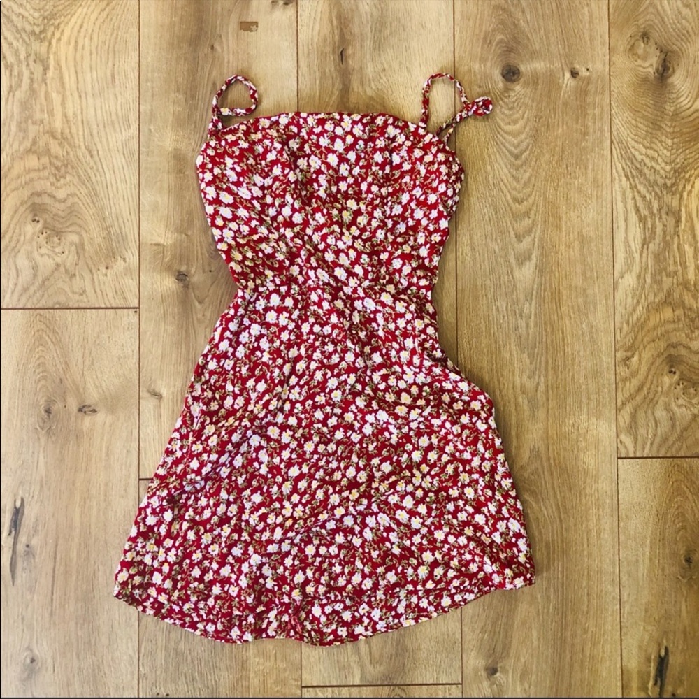 Reformation Doris Floral Mini Dress Red - Picture 9 of 9